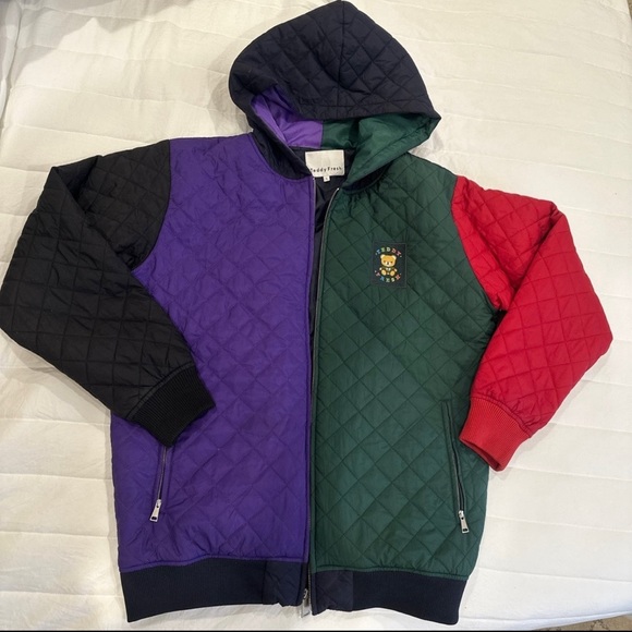 Teddy Fresh Color Block Quilted Jacket Large - Picture 4 of 4